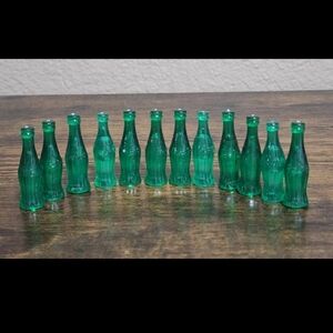 Cool Set of Vintage 1970s Miniature Green Coca-Cola Bottles